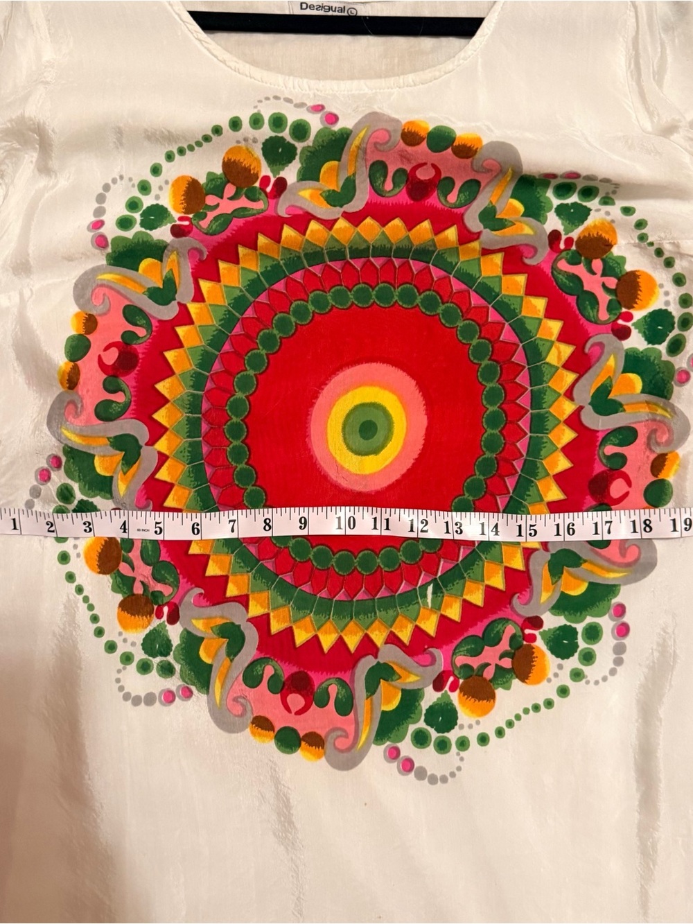 Desigual White Midi Dress with Bright Multicolor Mandalas - Picture 5 of 11